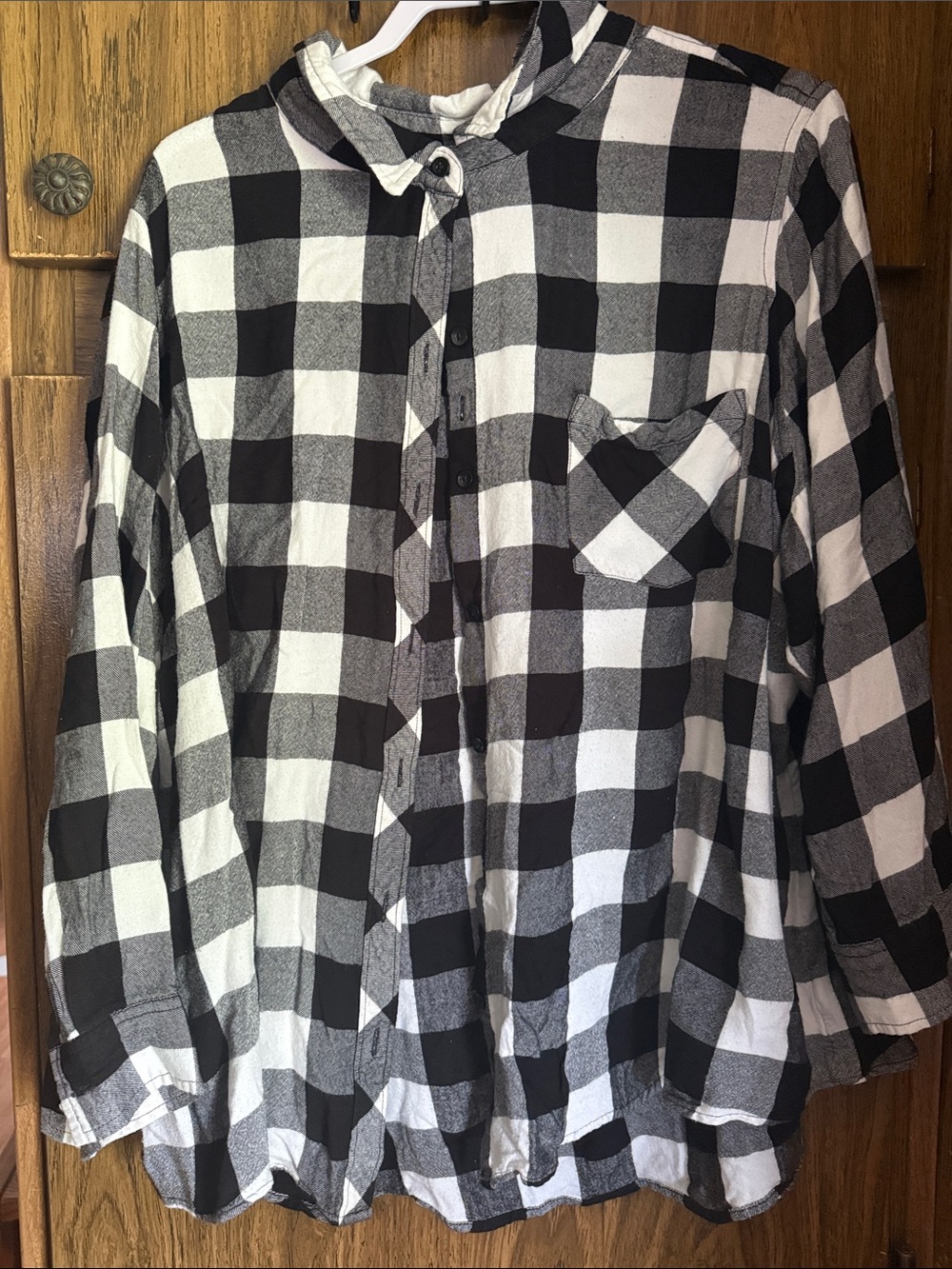 Terra & Sky Black and White Check Button-Down Shirt